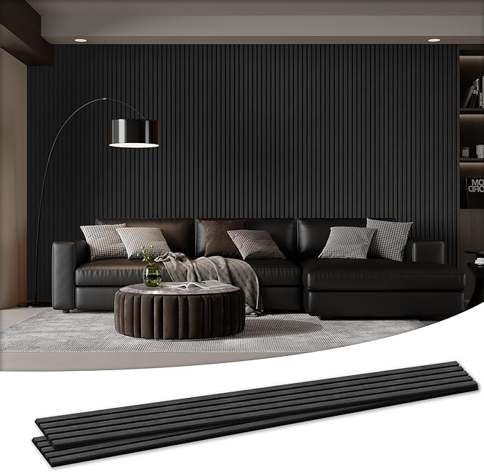 2 Pack 105.9" x 20.5" x 0.8" Acoustic Wall Panels Sound Absorbing, Wood Slat Wall Panels for Wall Decor, Soundproof Wood Wall Panels, Dark Gray