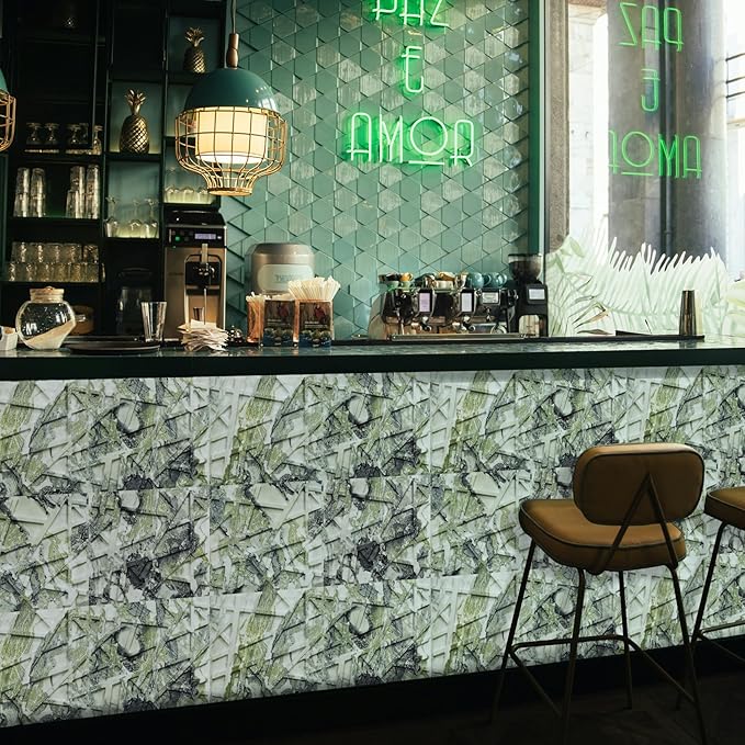 33 Pack 3D Wall Panels for Interior Wall Decor, 12''x12'' Ice Green Marble Effect Accent Textured Wall Panels, Wall Covering Panles for Living Room, Gaming Room, TV Background, Cover 32 Sq.Ft