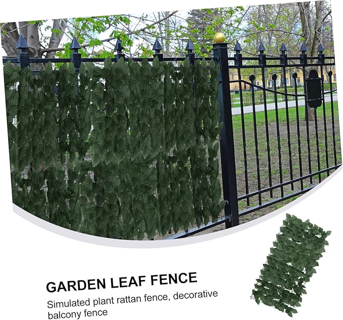 Artificial Leaf Hedge Fence Panel with Clasps UV Resistant Privacy Screen for Garden Balcony Wall Realistic Green Faux Leaves Decorative Outdoor Privacy Fence