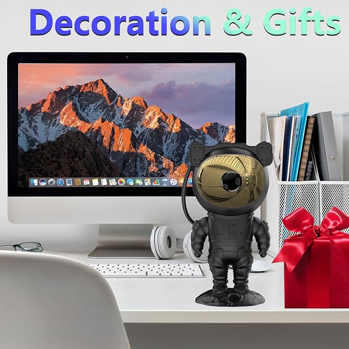 Astronaut Star Projector Galaxy Light with Timer and Remote Control, 360° Adjustable Starry Night Light Projector for Baby/Kids/Adults/Bedroom/Party/Home Decor/Game Room (Black)