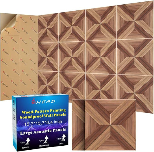 10 Pack Large Soundproof Wall Panels, 15.7 x 15.7 x 0.4 in Sound Proof Panels for Walls,0.9lb/ft³, High Density.Wood Grain Printing Sound Panels, 3D AcousticPanels,Artistic Noise
