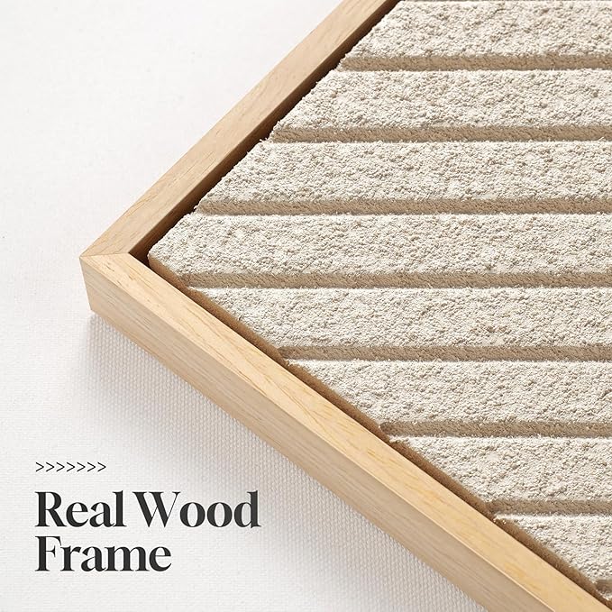 Large 3D Textured Framed Neutral Abstract Wall Art Set, 2 Piece Modern Paintings Artwork for Walls, Minimalist Beige Brown Geometric Line Pictures for Living Room Entryway Bedroom Wall Decor 24x36 In