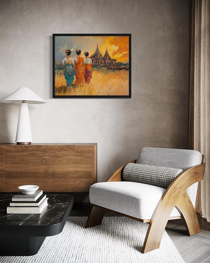 Myanmar Art Print Poster, Asia Oriental Countries Culture Wall Art Asian Paintings for Bedroom Bathroom Living Room Decor 97 (Myanmar, 24 x 36 inches, Unframed)