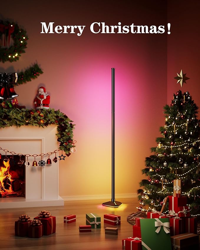 2PCS Floor Lamp with Illuminate Base, 50" RGB+IC Cool White LED Floor Lamp Color Changing 24V with Music Sync 16 Million DIY Colors Modern Smart Stand Lamp for Bedroom, Living Room, Studio