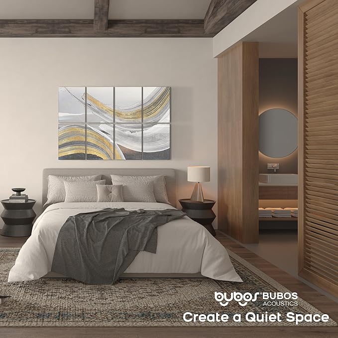 BUBOS 8 Pack Art Acoustic Panels Soundproof Wall Panel,47.2X31.4 Inches Sound Absorbing Panel,Self-Adhesive Decorative Acoustical Wall Panels, Acoustic Treatment for Ceiling Home Office（Abstraction）