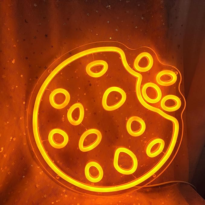 Neon LED Cookie Sign for Wall Decor - 11.8" x 11.8" - Perfect for Shop, Restaurant, Home Kitchen