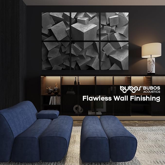 BUBOS 6 Pack Art Acoustic Panels Soundproof Wall Panel,70.8X47.2 Inches Large Sound Absorbing Panel,Self-Adhesive Decorative Acoustical Wall Panels, Acoustic Treatment for Home Office（Silent Blocks）