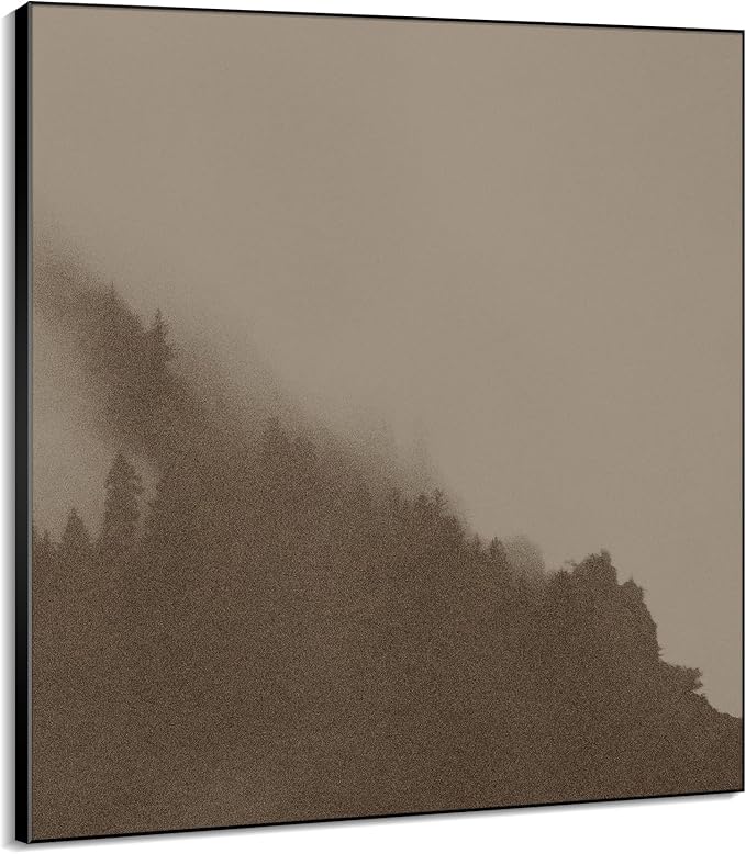 72"x72" XL Framed Wall Art - Minimalist Foggy Forest Tranquil (Frame Assembly Required)