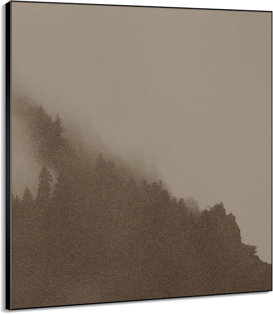 72"x72" XL Framed Wall Art - Minimalist Foggy Forest Tranquil (Frame Assembly Required)