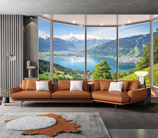 Clouar-3d Window View Bedroom Living Room Mural Wallpaper 158" x 110"(Not Self-Adhesive)