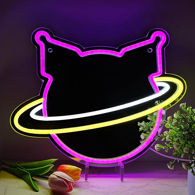 Anime Neon Sign Kuromii Neon Night Light for Wall Decor, Kuromii Planet Neon Mirror, Anime Room Decor, Kawaii Home Decor, Unique Wall Art