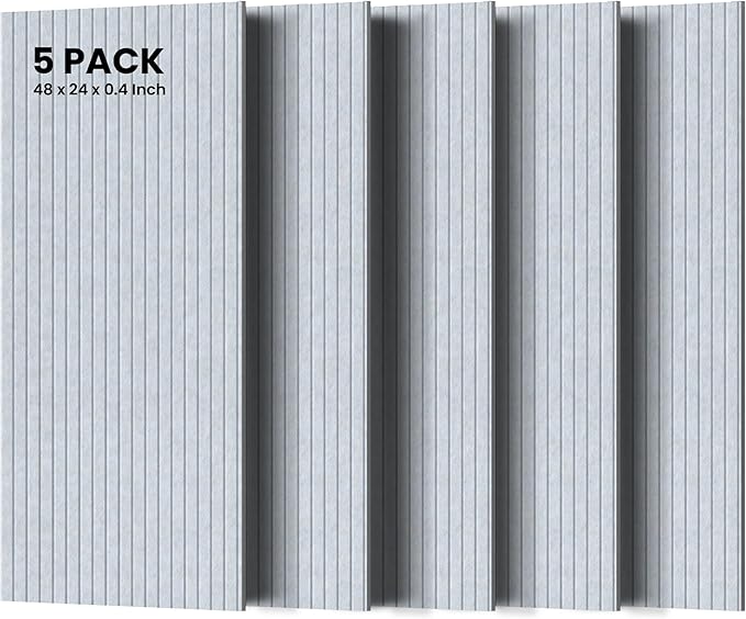 5 Pack Sound Proof Panels for Walls,48 x 24x 0.4 Inch Sound Deadening Panels,Large Acoustic Panels for Media Room, Office and Studio,Light Camel