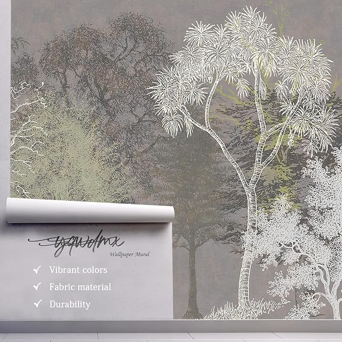 -Hand-Painted Wood Bedroom Wallpaper XT21 S 100" x 65"