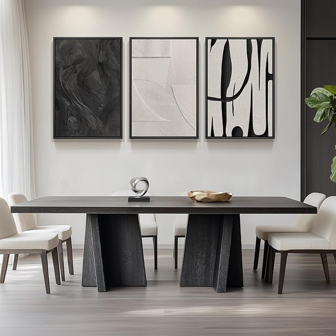 Large Framed Black and White Abstract Wall Art for Living Room, 3 Piece Big Modern Canvas Prints Paintings Artwork for Walls, Minimalist Abstract Art Pictures for Hallway, Office Wall Decor 24x36 In