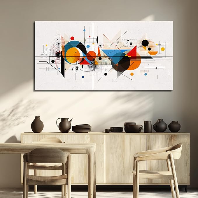 KELIYUAN Framed Wall Art For Living Room Canvas Wall Decor For Bedroom Room Modern Home Decorations Abstract Geometric Color Line Painting Wall Pictures Artwork Bathroom Ready to Hang Mural 20"x40"