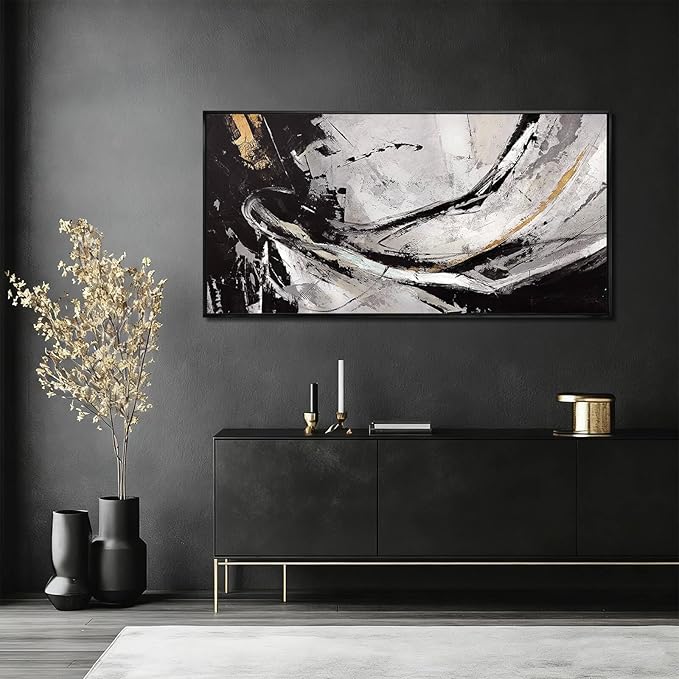 Abstract Framed Wall Decor Vintage Wall Art Neutral Canvas Poster 24"x48" Large Pictures for Living Room Office Decorations