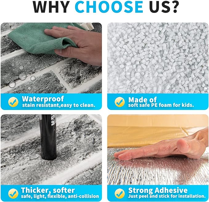 Art3d 10-Pack 52.5 Sq.Ft Faux Brick 3D Wall Panels Peel and Stick in Stone Ash, Self Adhesive Waterproof Foam Wallpaper for Bedroom, Bathroom, Kitchen