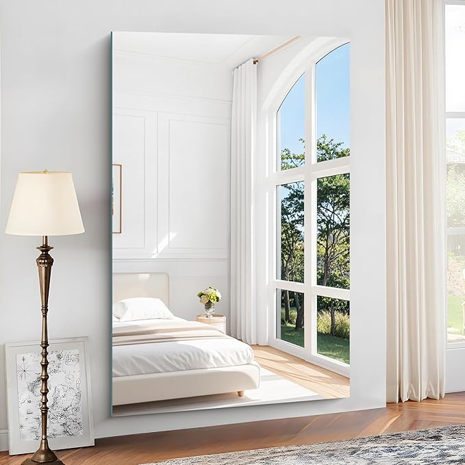 KOCUUY Frameless Mirror, 60"x40" Bathroom Mirror for Over Sink, Upgraded Shatterproof, Large Rectangle Unframed Mirror for Wall, Bathroom, Bedroom, Living Room, Entryway, Hang Horizontal/Vertical