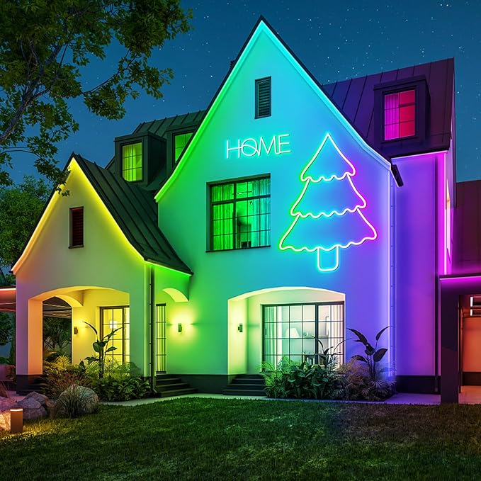 100Ft Neon Rope Lights,Flexible Led Rope Lights Control with App/Remote,Multiple Modes Rope Lights,IP65 Outdoor RGB Led Neon Lights Waterproof,Music Sync Gaming Led Neon Light Strip for Bedroom Decor