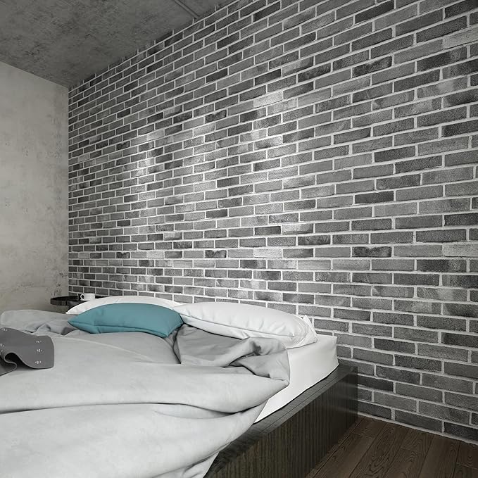 Art3d 10-Pack 52.5 Sq.Ft Faux Brick 3D Wall Panels Peel and Stick in Stone Ash, Self Adhesive Waterproof Foam Wallpaper for Bedroom, Bathroom, Kitchen