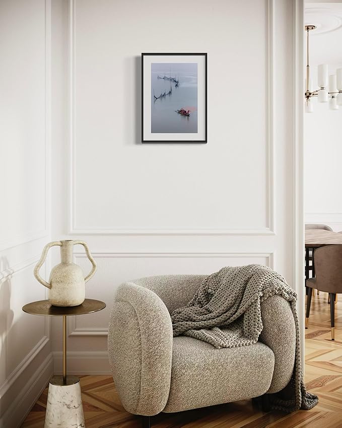 Oriental Beauty: Stunning Feng Shui Landscape Wall Art Vertical Prints for Home Decor in 3 Sizes (Tranquil Waters and Fising Scene, 12" x 18", Oriental Beauty)