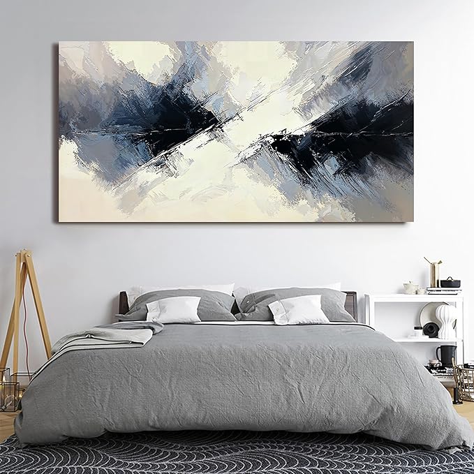 Large Canvas Wall Art Decor Abstract Canvas Art Wall Decor Large Black and White Abstract Wall Art Wall Art Pictures for Living Room Modern Minimalist Wall Art Prints Bedroom Office Decor 29" X 58"