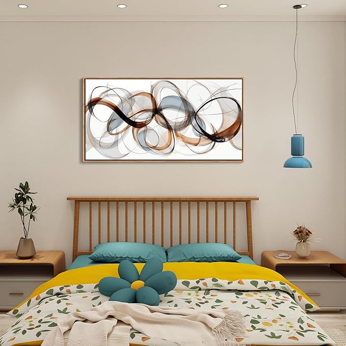 Large Wall Art - Framed Canvas Wall Art for Living Room, Bedroom, Office - Textured Brown Modern Abstract Artwork- Minimalist Home and dining room Decor 20×40IN Wood Frame Dedroom decorations