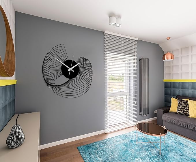 Abstract Large Metal Wall Clock - Modern Kinetic Sculpture Wall Art | Unique Geometric Silent Clock for Living Room, Office & Contemporary Home Decor (100x100 cm / 39x39 inches)