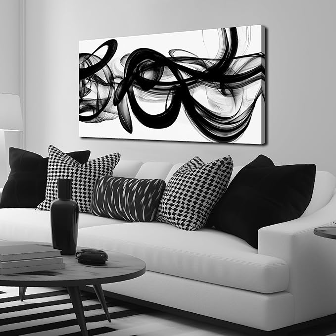 Abstract Art Wall Decor for Bedroom Black Art Paintings for Wall,Living Room Wall Art Apartment Dormitorios Decor Ready to Hang 24 x 48 Inch