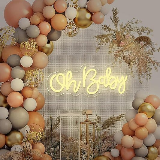 Oh Baby Neon Sign, Oh baby Light Up Sign USB Powered for Backdrop Baby Shower, Birthday, Wedding Decor (16" x 7", Warm White)