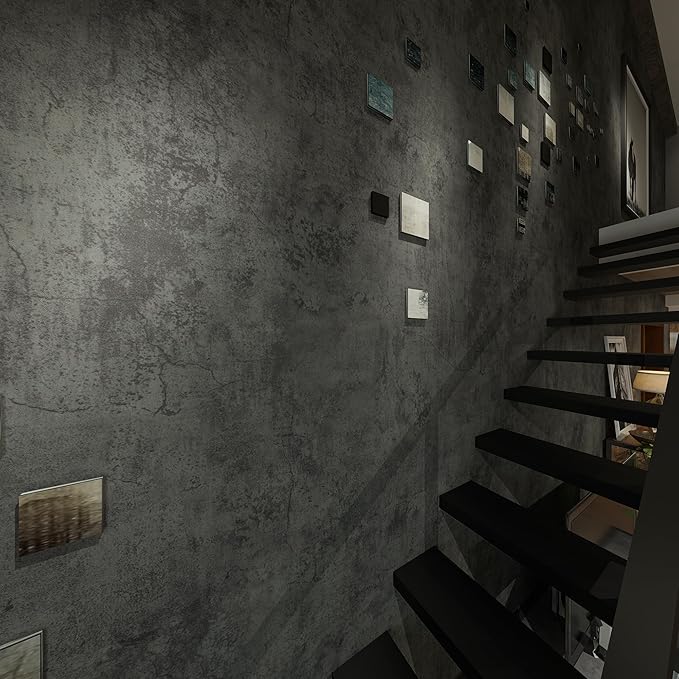 JSEVEM 24"×197" Extra Thick Grey Blue Concrete Wallpaper Peel and Stick Waterproof Gray Concrete Contact Paper Vinyl Matte Textured Industrial Faux Cement Sticker for Bedroom Living Room Garage Walls