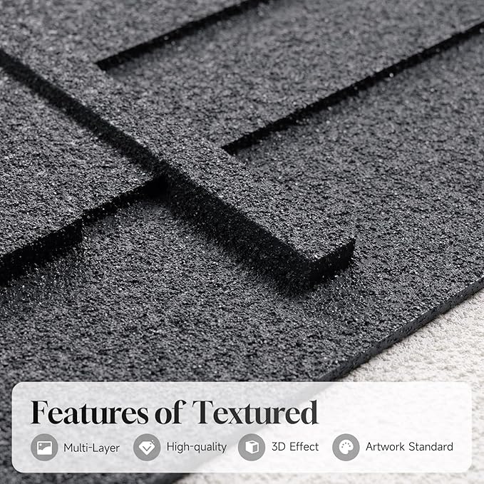 Large 3D Textured Framed Black and White Abstract Wall Art for Living Room, 3 Piece Modern Artwork for Walls, Black White Minimalist Geometric Paintings for Hallway Office Wall Decor 24x36 In