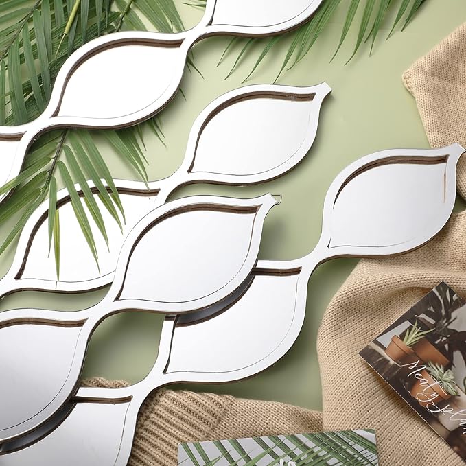 Qunclay Teardrop Mirror Wall Art Decorative Mirror Wall Decor Long Narrow Art for Apartment Living Room Bathroom Bedroom Entryway