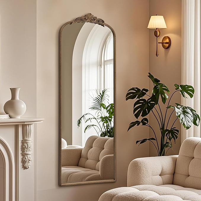 Micasso Gold Full Length Mirror: 56''x21'' Baroque Antique Floor Mirror - Traditional Ornate Vintage Long Mirrors for Wall/Dressing Room/Bedroom/Entryway/Hallway - Home Decor for Living Room