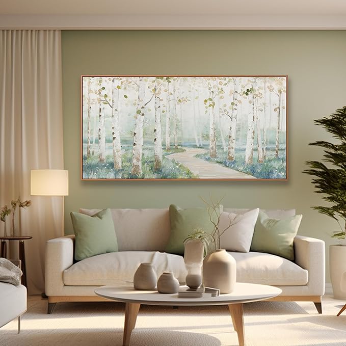 Modern Natural Landscape Canvas Wall Art Decor Home Decor Wall Art Prints Colorful Forest Path Framed Landscape Wall Art Decorations for Living Room Wall Bedroom Kitchen Office Decor 24"×48"