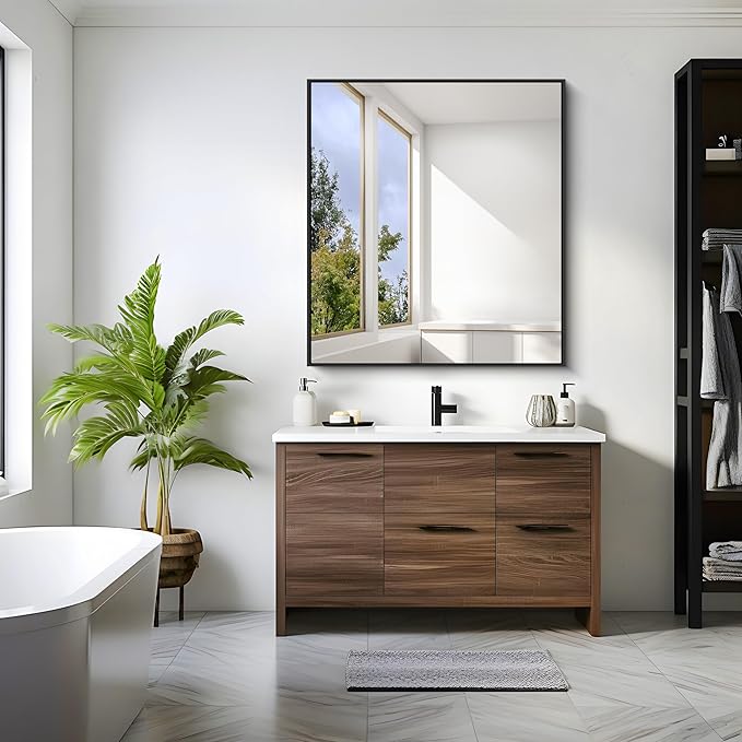 KOCUUY Bathroom Mirror 36"x40", Black Bathroom Mirrors for Over Sink, Shatterpoof Large Vanity Mirror, Metal Framed Black Wall Mirror for Bedroom Living Room and Entryway (Horizontal/Vertical)