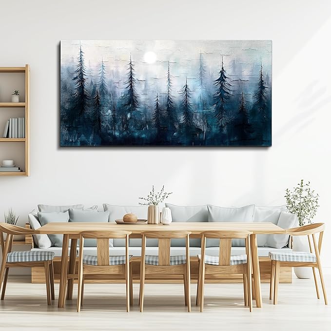 KELIYUAN Canvas Wall Art For Living Room Bedroom Wall Decor For Office Room Hallway Decoration Mural Modern Abstract Foggy Forest Landscape Prints Artwork Pictures Ready To Hang Home Decor 20x40 In