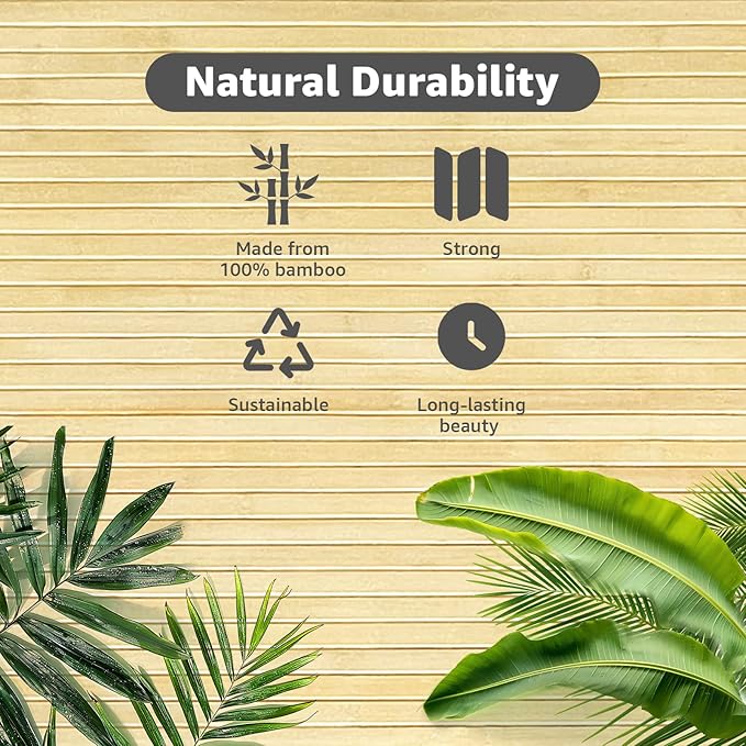 Art3d Natural Bamboo Wall Panel for Interior Wall Decor, Renewable Pole Wrap Wainscoting Paneling for Wall Ceiling Furniture Cabinet Office, 12 x 96 Inch, 2-Pack - Raw