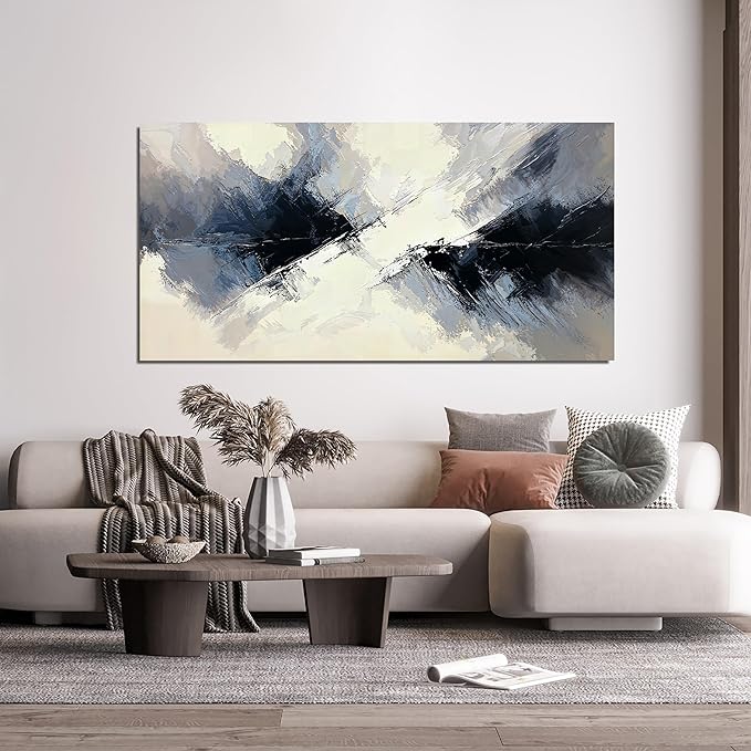 Abstract Canvas Wall Art Decor Abstract Canvas Art Wall Decor Large Black and White Wall Art Decorations Wall Art Pictures for Living Room Modern Minimalist Wall Art Prints Home Office Decor 24"X48"