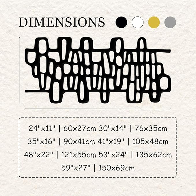 Abstract Geometric Metal Wall Art, Modern Circles Metal Decor, Minimalist Line Art, Long Narrow Sign, Luxury Modern Artwork for Living Room, Farmhouse, Office (White, 48"x22" | 121x55cm)