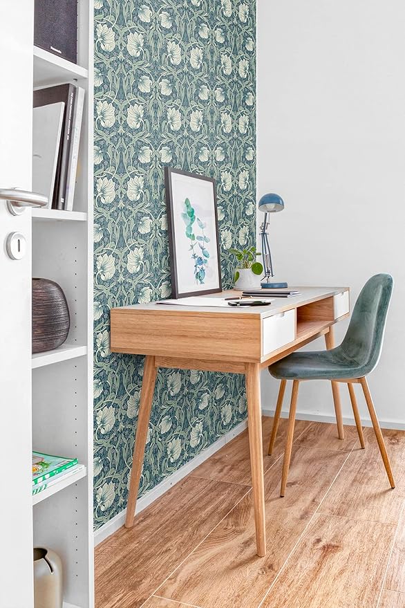 NextWall Pimpernel Floral Peel and Stick Wallpaper (Teal & Sandstone)