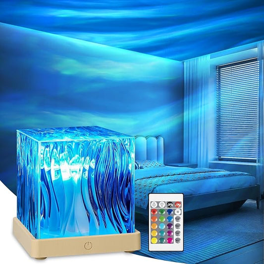 Lumena Lamp Ocean, 18 Colors Northern Lights Projector with Remote, 30 Lighting Modes Ocean Wave Light Galaxy Projector, Ambient Lighting Room Decor Water Light for Teen Girls