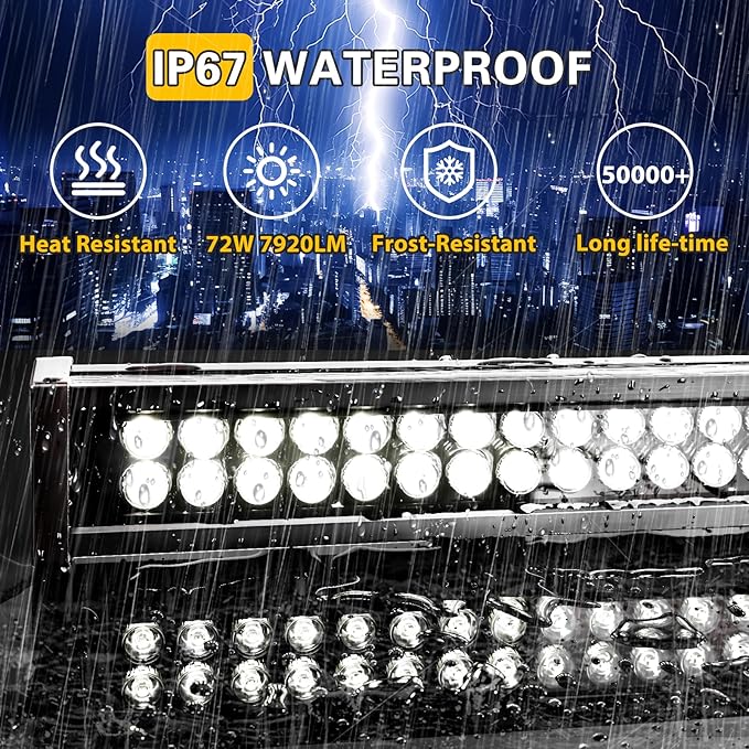 72W 7920LM Super Bright LED Wall Washer Light Bar, 6000K Daylight White, IP67 Waterproof Heavy-Duty Outdoor Wall Washer Lights for Building, Landscape, Yard, Church Lighting (40 Inch, 120V)