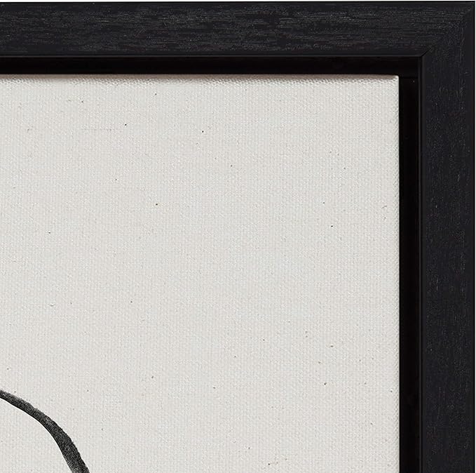 Kate and Laurel Sylvie Modern Circles and Going in Circles Framed Linen Textured Canvas Wall Art by Teju Reval, 2 Piece 18x24 Minimalist Abstract Black