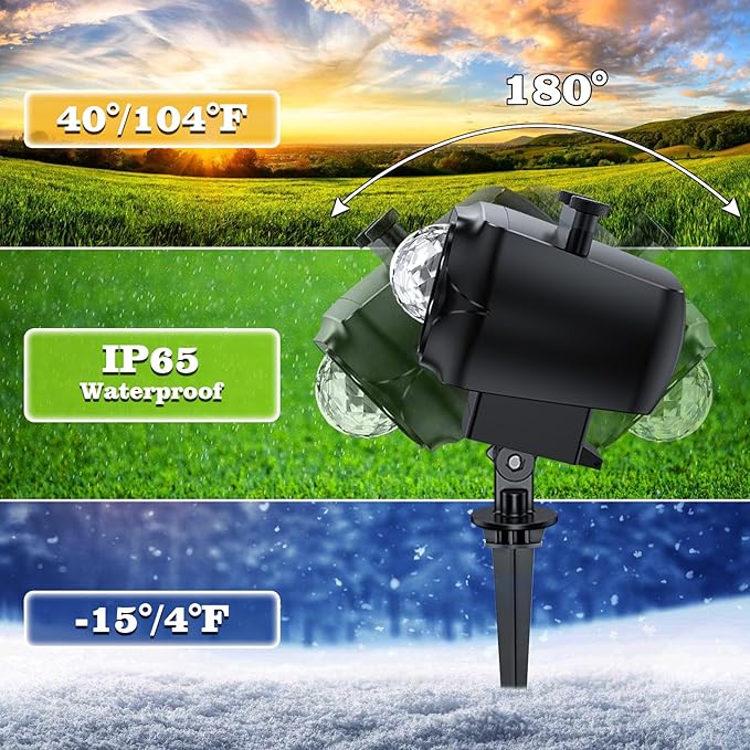 2025 Upgraded Brighter Halloween Christmas Outdoor Projector Lights with 14 HD (3D Ocean Wave+Patterns) Replaceable Slides, Waterproof for Indoor Outdoor Xmas Theme Party Yard Garden Decoration