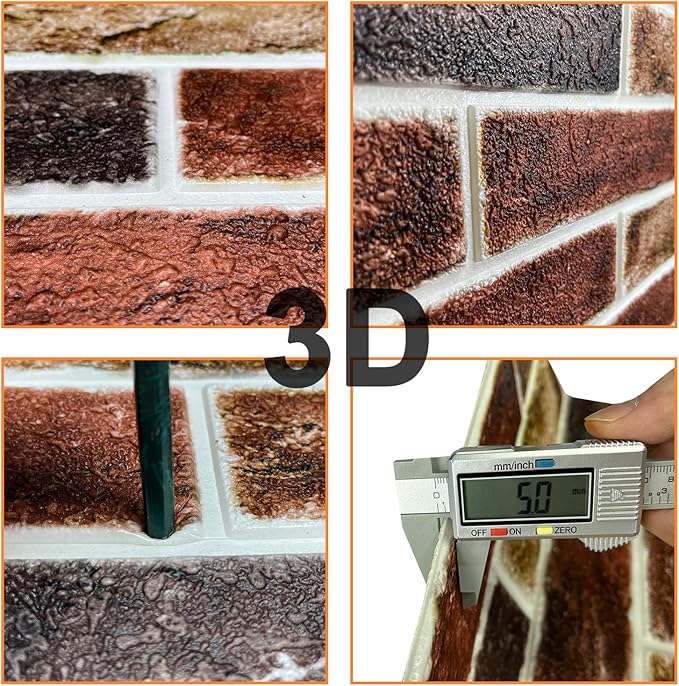 20-Pack 104 Sq.Ft 3D Wall Panels Peel and Stick 3D Faux Brick Wallpaper Peel and Stick Pink Brown Faux Stone Wall Panel Foam Brick Self-Adhesive 3D Wallpaper