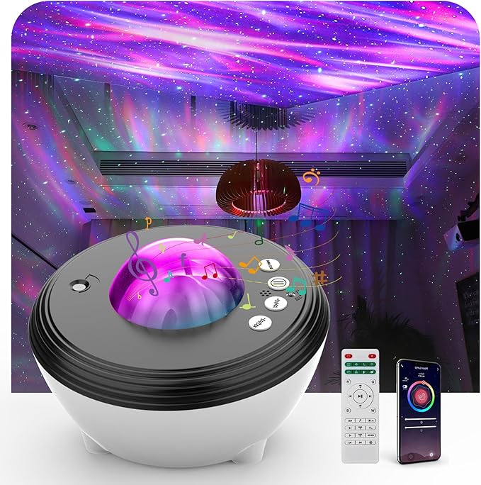 Northern Galaxy Light Aurora Projector,LED Star Projector for Bedroom Nebula Lamp, Remote Control, White Noises,Bluetooth Speaker,Night Light Galaxy Projector for Adults,Bedroom,Living Room