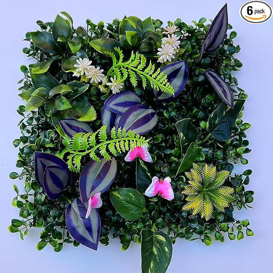 Artificial Grass Wall Panels 10"x10"(12pcs), Boxwood Hedge Green Wall Decor with Various Styles, Greenery Backdrop Privacy Screen for Indoor Home Wedding Birthday Decor Outdoor Patio (C13)