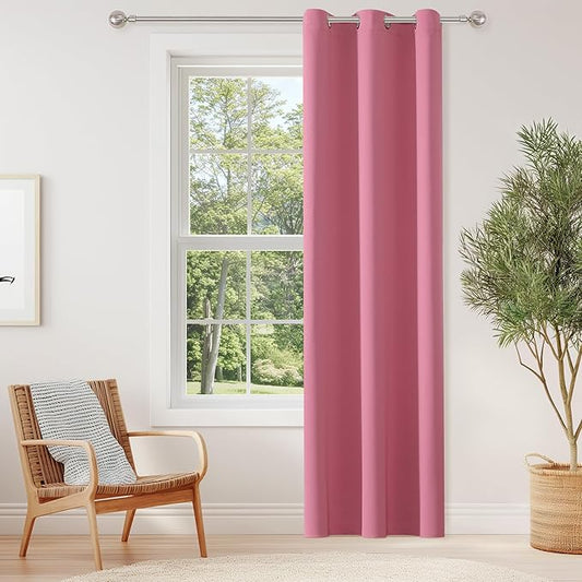 ChrisDowa Blackout Curtains 78 inches Long for Bedroom - Grommet Thermal Insulated Room Darkening Curtains for Living Room (1 Panel, Pink, 42 x 78 Inch)