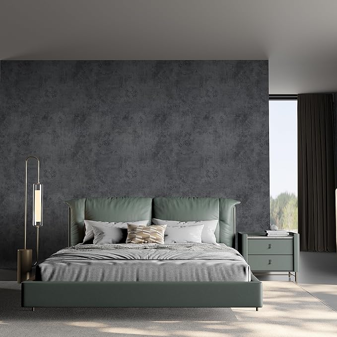 JSEVEM 16"×354" Industrial Blue Grey Concrete Wallpaper Peel and Stick Extra Thick Faux Gray Blue Concrete Cement Contact Paper Vinyl Matte Textured Sticker for Bedroom Garage Pantry Basement Walls